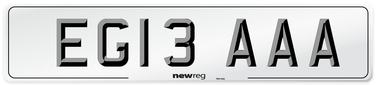 EG13 AAA Number Plate from New Reg